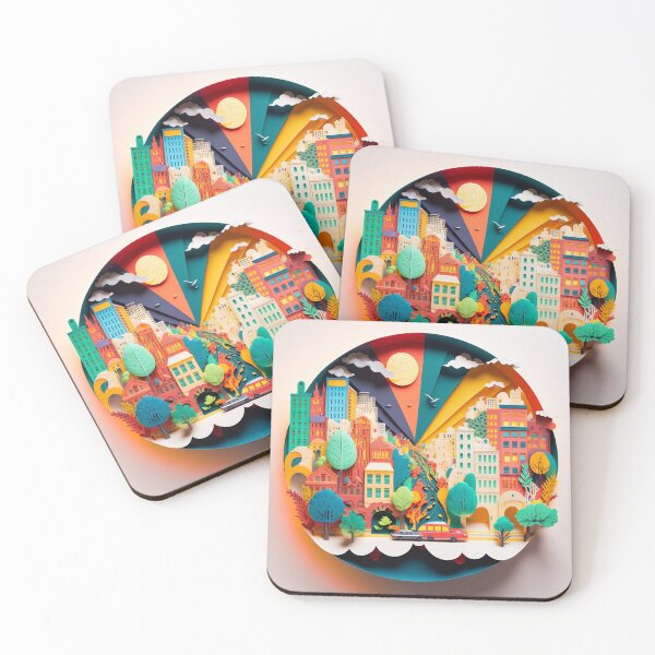 Item preview, 3D Effect Papercut Art - Cityscape Scene designed and sold by TheArtfulAI.