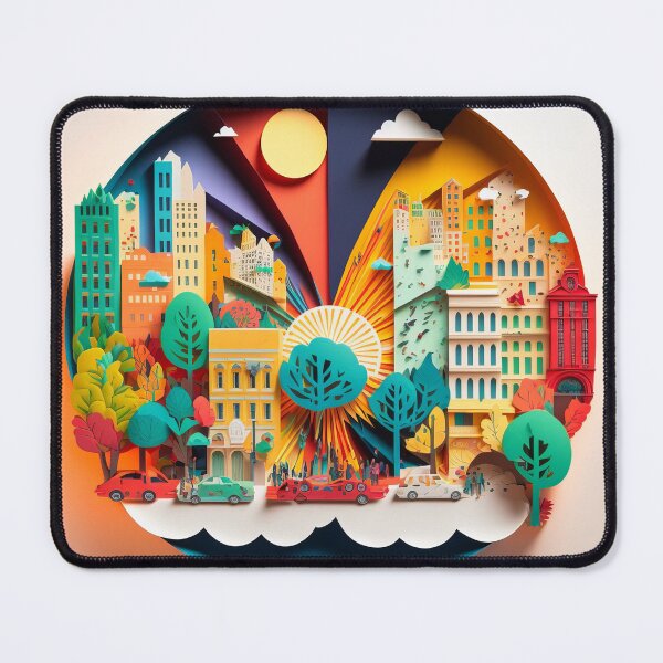 Item preview, 3D Effect Papercut Art - Cityscape Scene designed and sold by TheArtfulAI.