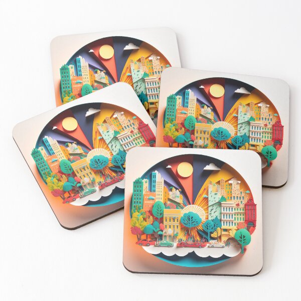 Item preview, 3D Effect Papercut Art - Cityscape Scene designed and sold by TheArtfulAI.