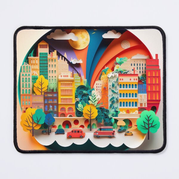 Item preview, 3D Effect Papercut Art - Cityscape Scene designed and sold by TheArtfulAI.