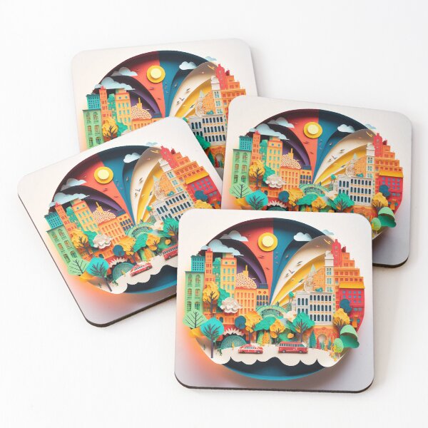 Item preview, 3D Effect Papercut Art - Cityscape Scene designed and sold by TheArtfulAI.