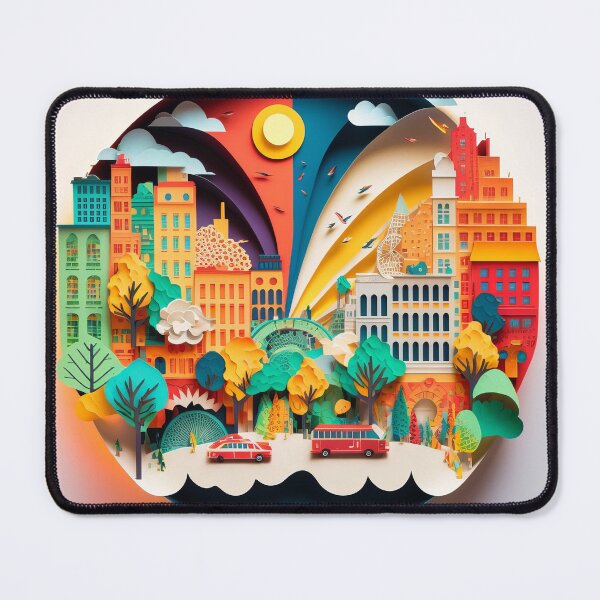 Item preview, 3D Effect Papercut Art - Cityscape Scene designed and sold by TheArtfulAI.