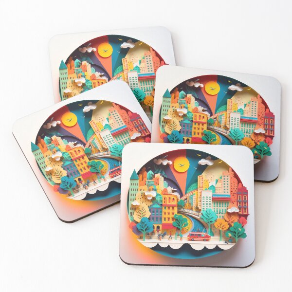 Item preview, 3D Effect Papercut Art - Cityscape Scene designed and sold by TheArtfulAI.