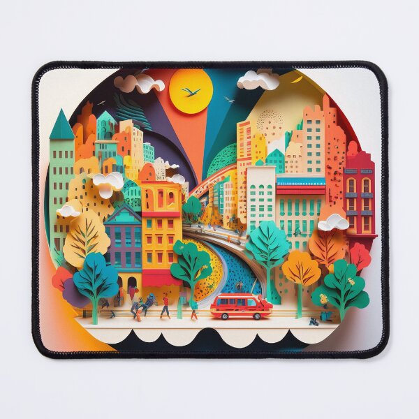 Item preview, 3D Effect Papercut Art - Cityscape Scene designed and sold by TheArtfulAI.