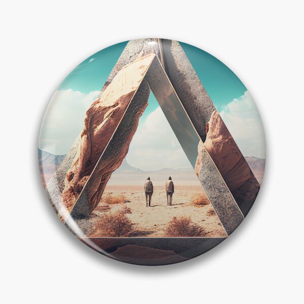 Item preview, Trippy Triangle in the Desert With Characters Wall Art designed and sold by BySpinny.