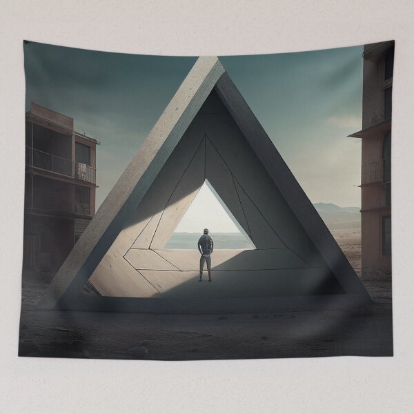 Item preview, Trippy Triangle in an Urban Setting with Character Wall Art designed and sold by BySpinny.