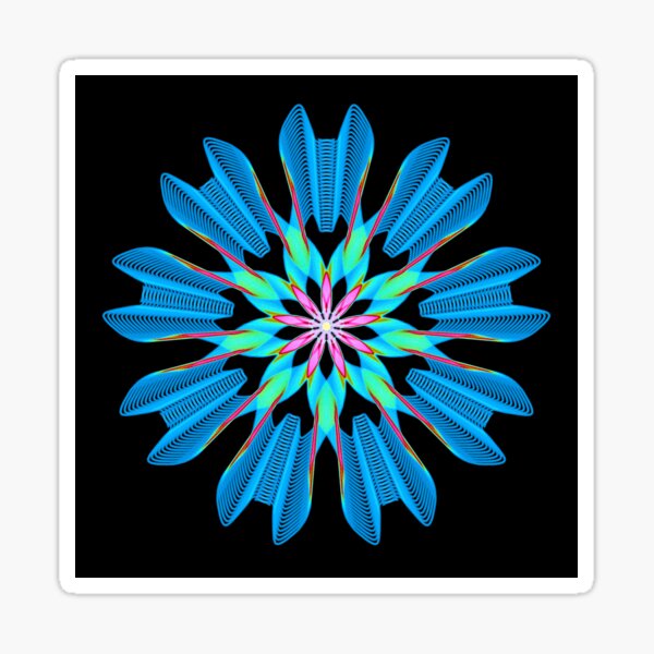 Angel wings mandala - blue + black version Sticker