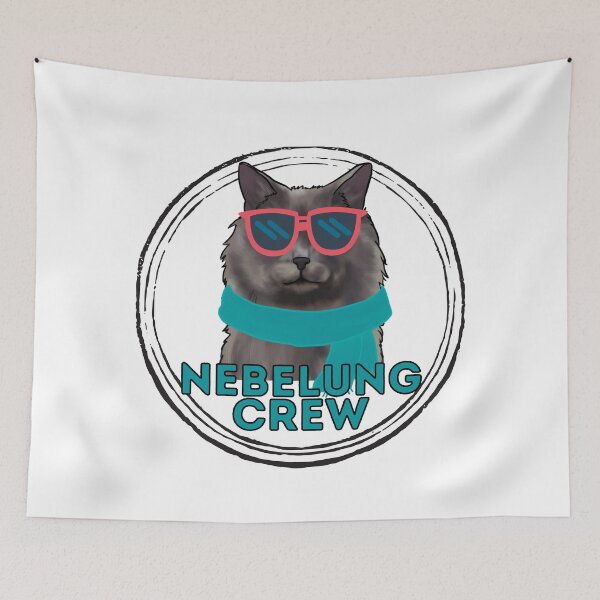 Item preview, Nebelung cat crew cool cat in sunglasses designed and sold by JoeyGraceCatCo.