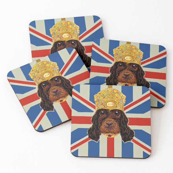 Item preview, King Charles Cocker Spaniel Union Jack Flag designed and sold by Medieval Modern.