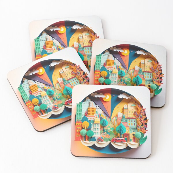 Item preview, 3D Effect Papercut Art - Cityscape Scene designed and sold by TheArtfulAI.