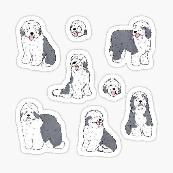 Old English Sheepdog Sticker for Sale by animalartbyjess