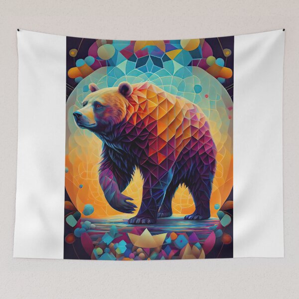Item preview, The Bear King 4 - abstract geometric colorful painting designed and sold by Earth Celebration Designs.