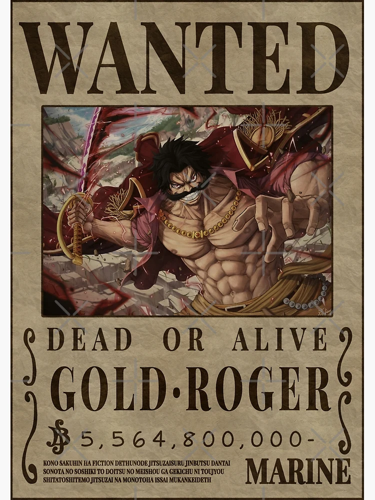Gol D. Roger Bounty One Piece Pirate King Wanted Poster Poster