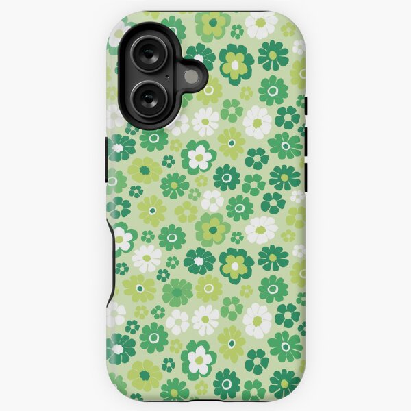 Item preview, GREEN LIME WHITE RETRO FLORAL FLOWERS VINTAGE SIXTIES designed and sold by blomastudios.