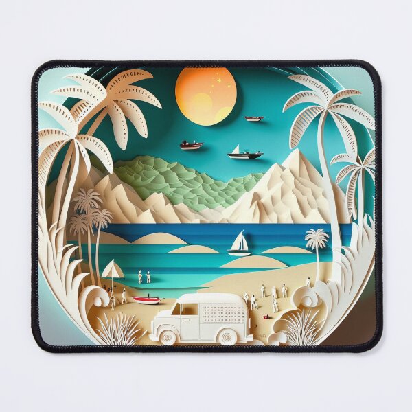 Item preview, 3D Effect Papercut Art - Beach Scene designed and sold by TheArtfulAI.
