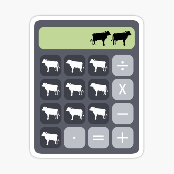 "Cowculator Calculator Math jokes for cow lovers" Sticker for Sale by