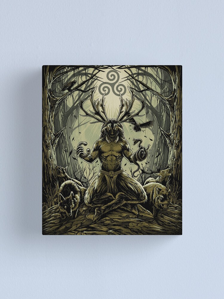 Shops Handmade Illustration Cernunnos God Pagan Decor Ink Drawing Canva Art Wall Decor