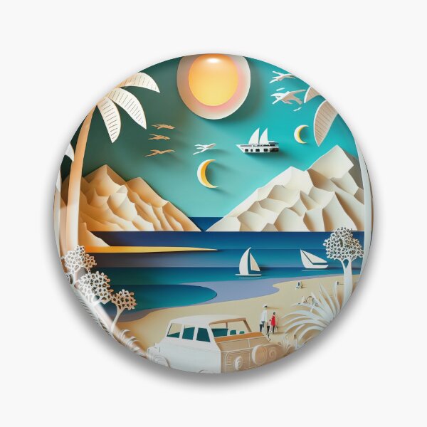 Item preview, 3D Effect Papercut Art - Beach Scene designed and sold by TheArtfulAI.