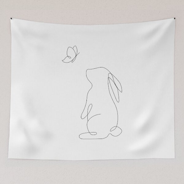 Item preview, One Line Art Lovely Bunny and Beautiful Butterfly Gift Funny designed and sold by My Shobs.