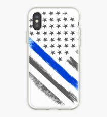 Tactical Thin Blue Line American Flag iPhone Case
