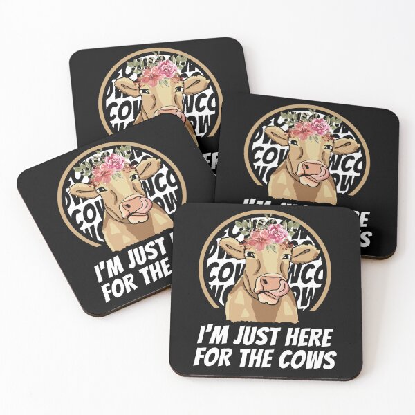 Item preview, I'm just here for the cows Cute flowery brown cow artwork designed and sold by FarmsteadAcers.