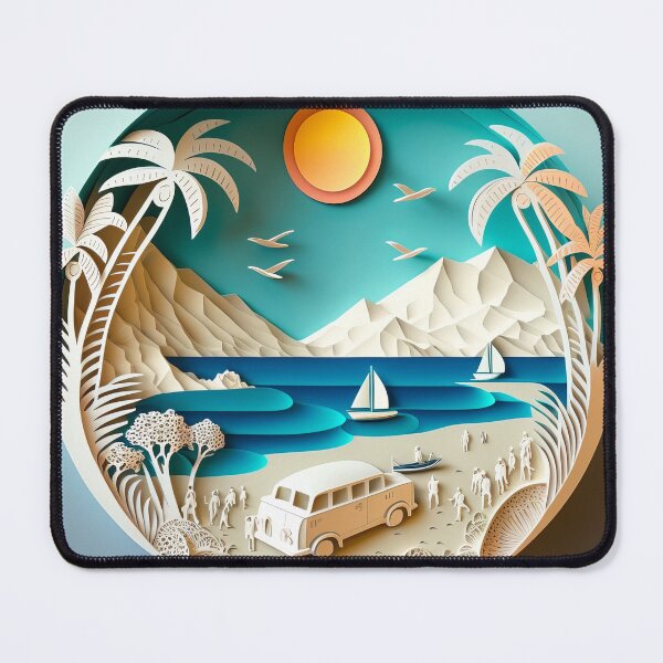 Item preview, 3D Effect Papercut Art - Beach Scene designed and sold by TheArtfulAI.