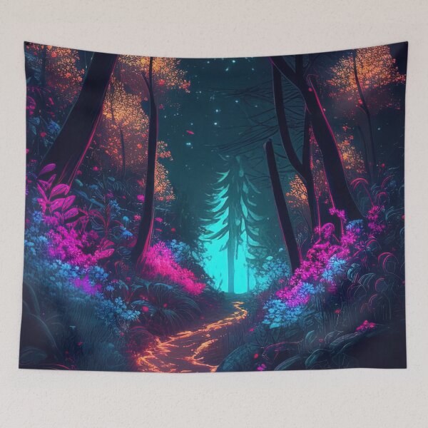 Item preview, Bioluminescent forest path with fireflies designed and sold by RK - Shop.