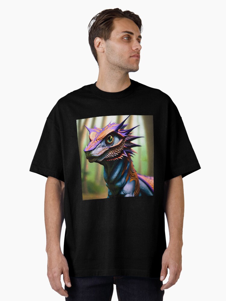Thumbnail 2 of 7, Oversized T-Shirt, Purple Iridescent Scaled Jungle Dragon designed and sold by dragynrain.