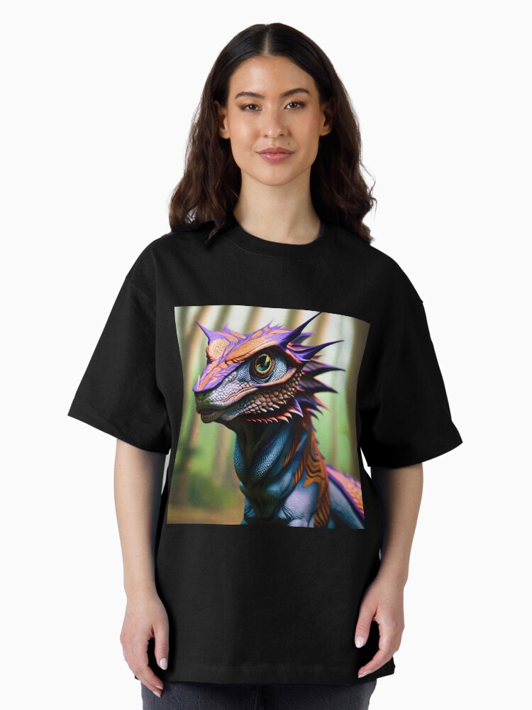 Thumbnail 1 of 7, Oversized T-Shirt, Purple Iridescent Scaled Jungle Dragon designed and sold by dragynrain.
