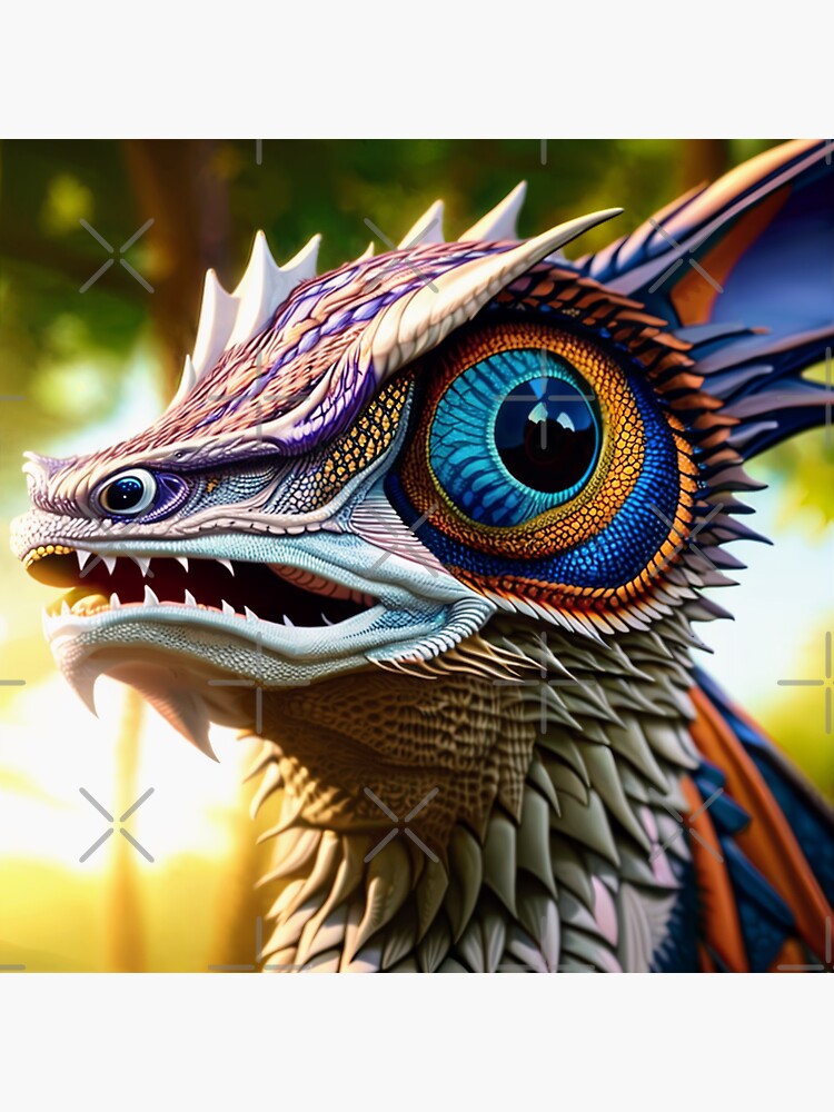 Thumbnail 3 of 3, Sticker, Colorful White Scaled Jungle Dragon designed and sold by dragynrain.