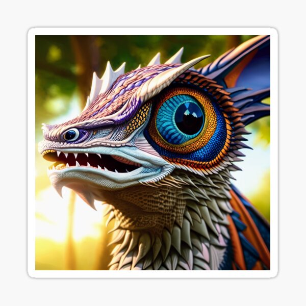 Colorful White Scaled Jungle Dragon Sticker