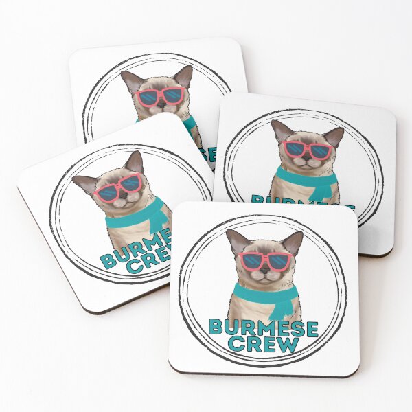 Item preview, Burmese cat crew cool cat in sunglasses designed and sold by JoeyGraceCatCo.