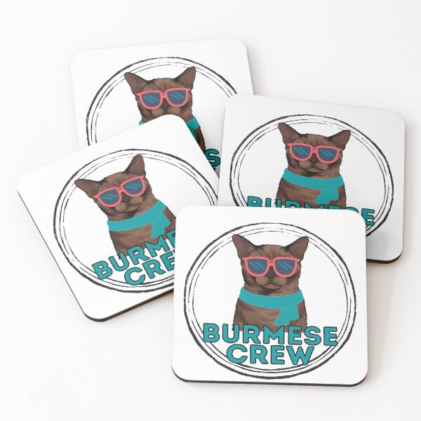 Item preview, Burmese cat crew cool brown cat in sunglasses designed and sold by JoeyGraceCatCo.