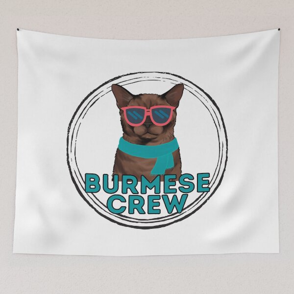 Item preview, Burmese cat crew cool brown cat in sunglasses designed and sold by JoeyGraceCatCo.