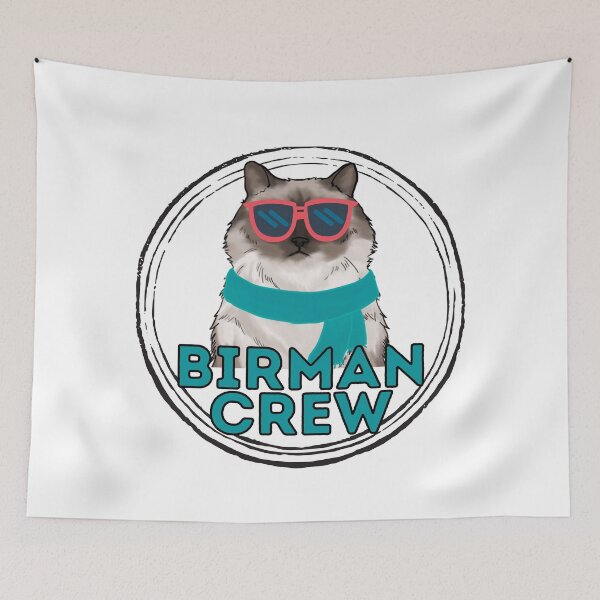 Item preview, Birman cat crew cool brown cat in sunglasses designed and sold by JoeyGraceCatCo.