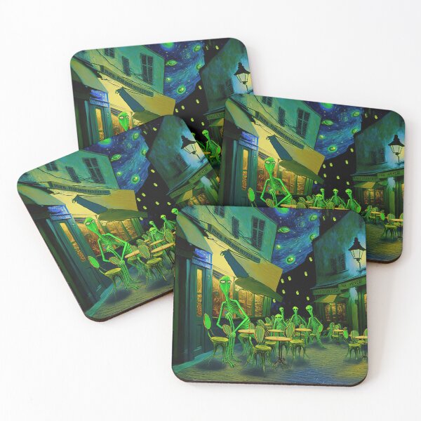 Item preview, Cafe Terrace At Night with aliens designed and sold by Arthoughts.