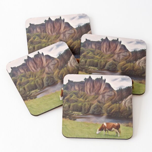 Item preview, Scenic painting of Cow grazing by the lake  designed and sold by FarmsteadAcers.