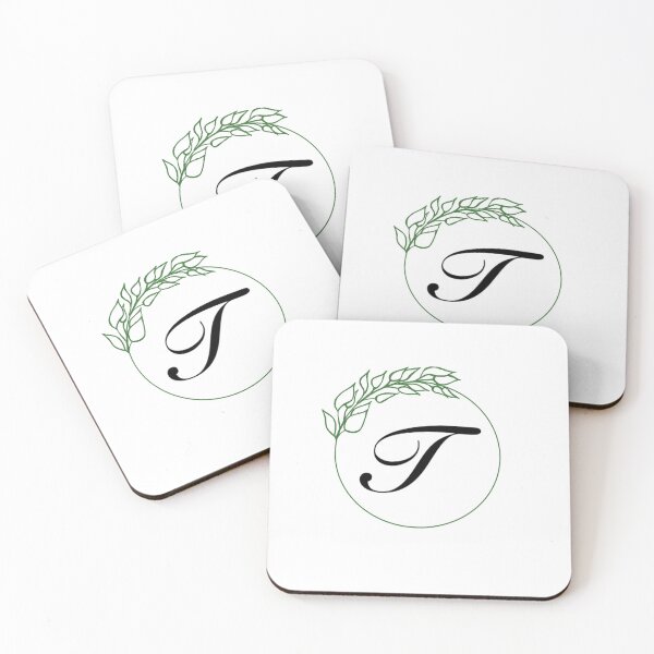 Item preview, T Monogram Initial with Emerald Green Leaf Wreath designed and sold by TeaLimeTwo.