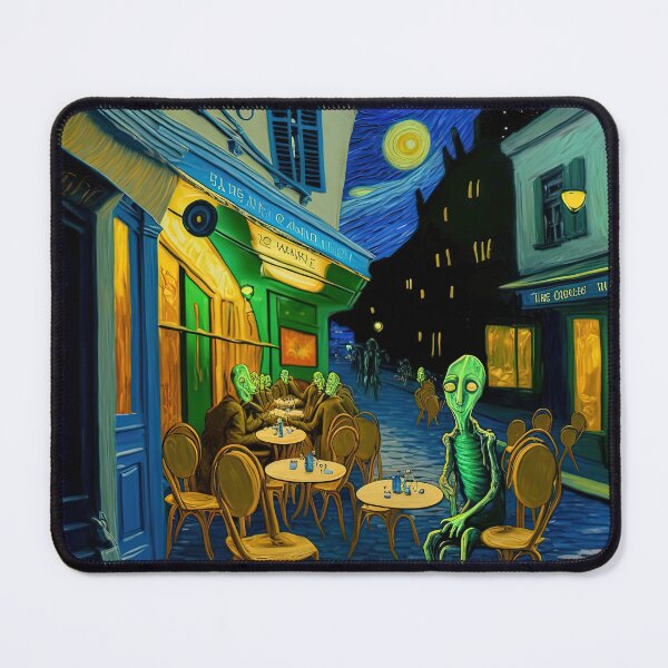 Item preview, Cafe Terrace At Night with aliens designed and sold by Arthoughts.