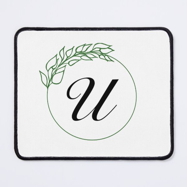 Item preview, U Monogram Initial with Emerald Green Leaf Wreath designed and sold by TeaLimeTwo.