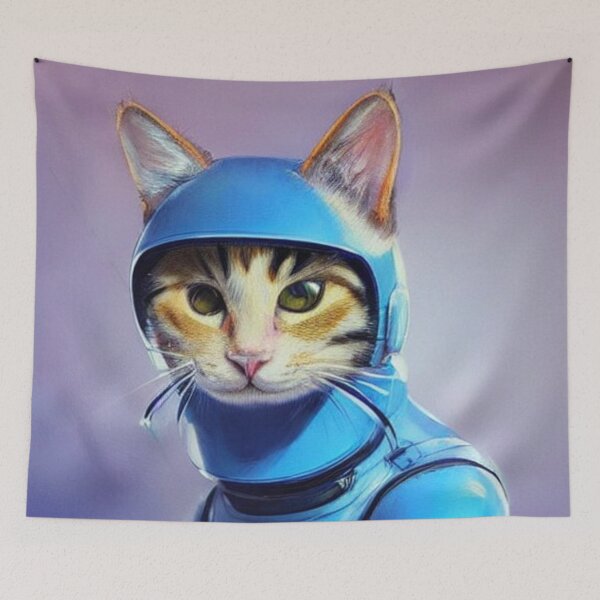Item preview, Cute Adorable Astronaut Cat wearing a Spacesuit | Space Cat Portrait | Original digital art designed and sold by ArtworkbyEmmy.