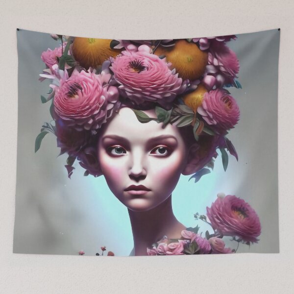 Item preview, Zuri Flowery Girl Portrait  designed and sold by Kamiri.