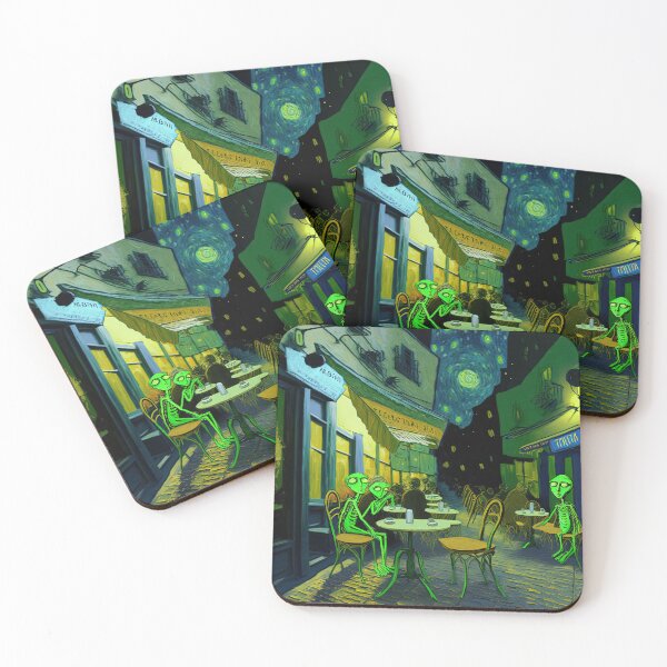 Item preview, Vincent Van Gogh Cafe Terrace At Night with aliens designed and sold by Arthoughts.