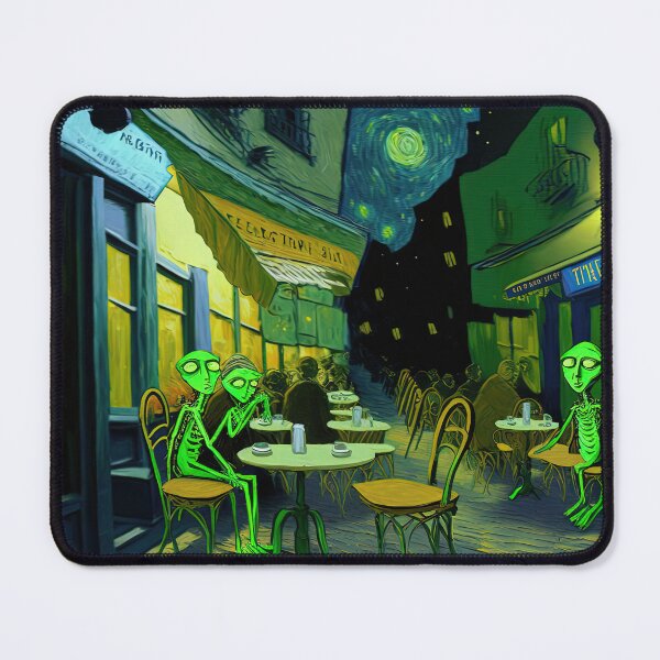 Item preview, Vincent Van Gogh Cafe Terrace At Night with aliens designed and sold by Arthoughts.