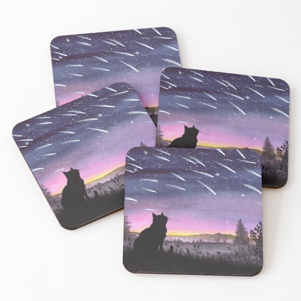 Item preview, Cat and Falling Stars designed and sold by dragonstarart.