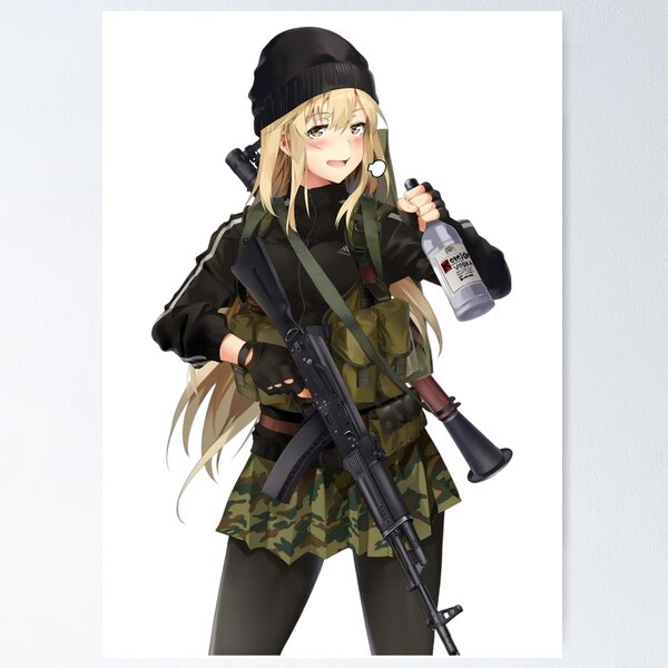 Anime Girl Wearing Army Uniform Vector T Graphic by jellybox999 · Creative  Fabrica