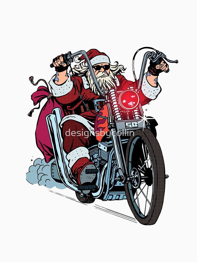 "Santa Motorcycle Christmas Biker" Tshirt for Sale by designsbycollin