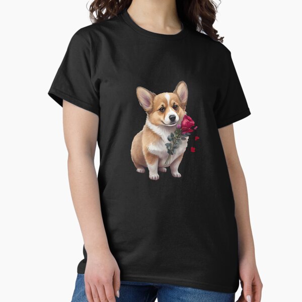 Corgi with a Rose in Love - Valentine's Day Classic T-Shirt