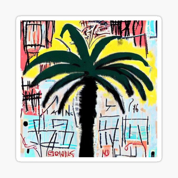 "Palm Tree Beach Street Art Graffiti Illustration" Sticker for Sale by