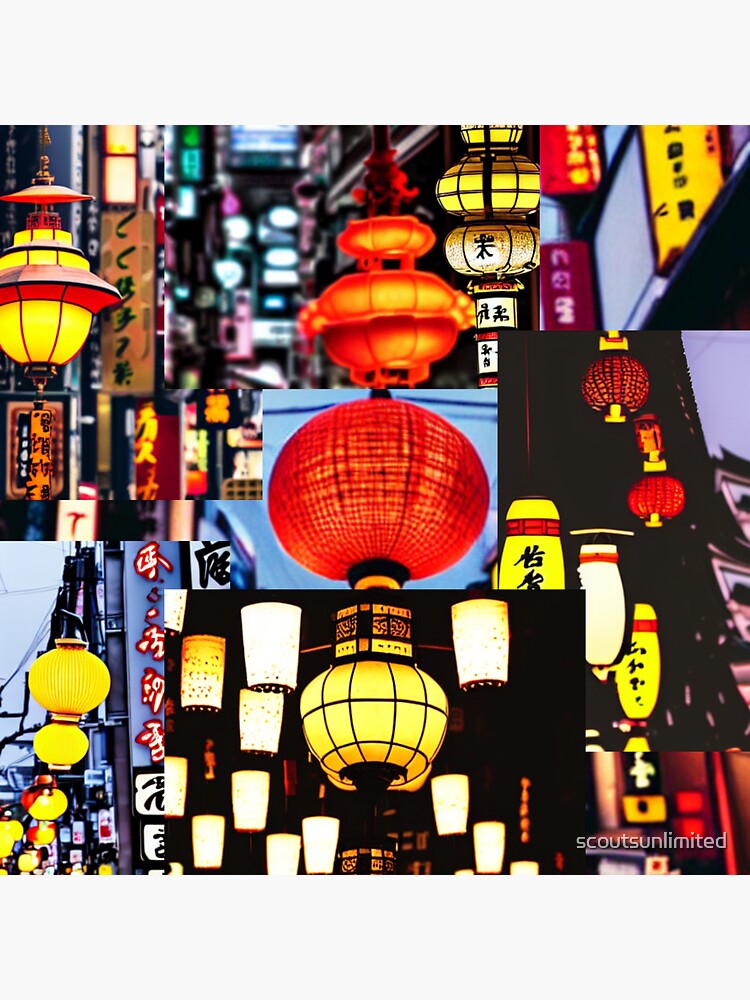 "Japanese Lamp Collage" Sticker for Sale by scoutsunlimited Redbubble